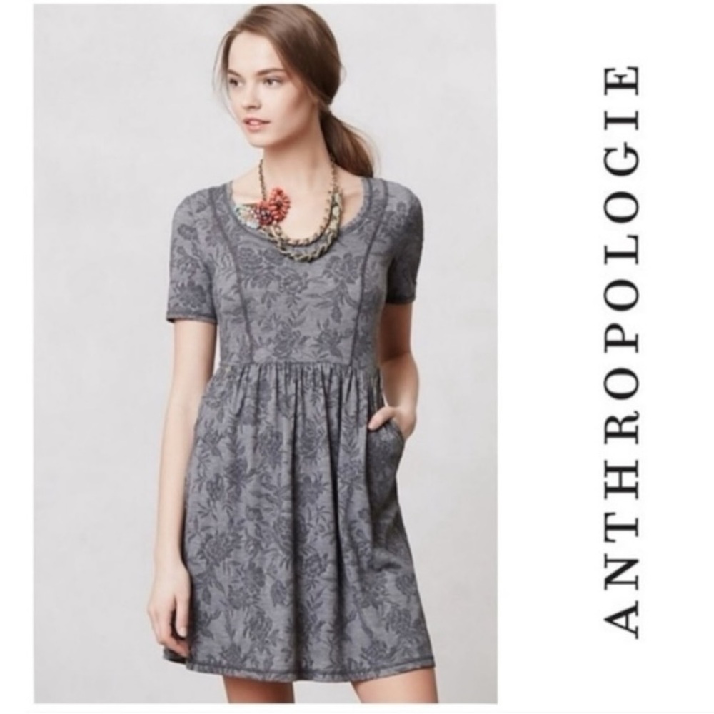 Anthropologie Saturday Sunday Jacquard Floral Day Scoop Neck Dress size XS